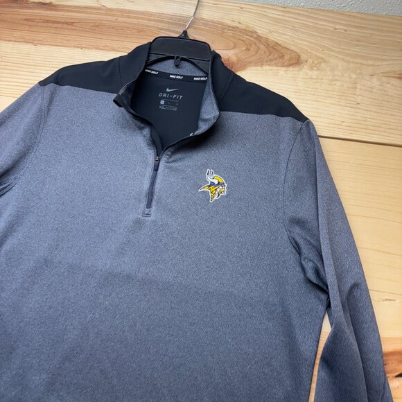 Minnesota Vikings Shirt Mens Large Gray Pullover 1/4 Zip Nike Dri Fit - Picture 2 of 12